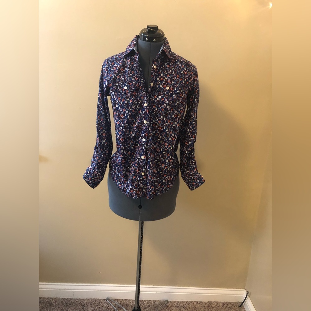 Floral Pattern Womens Button Up
